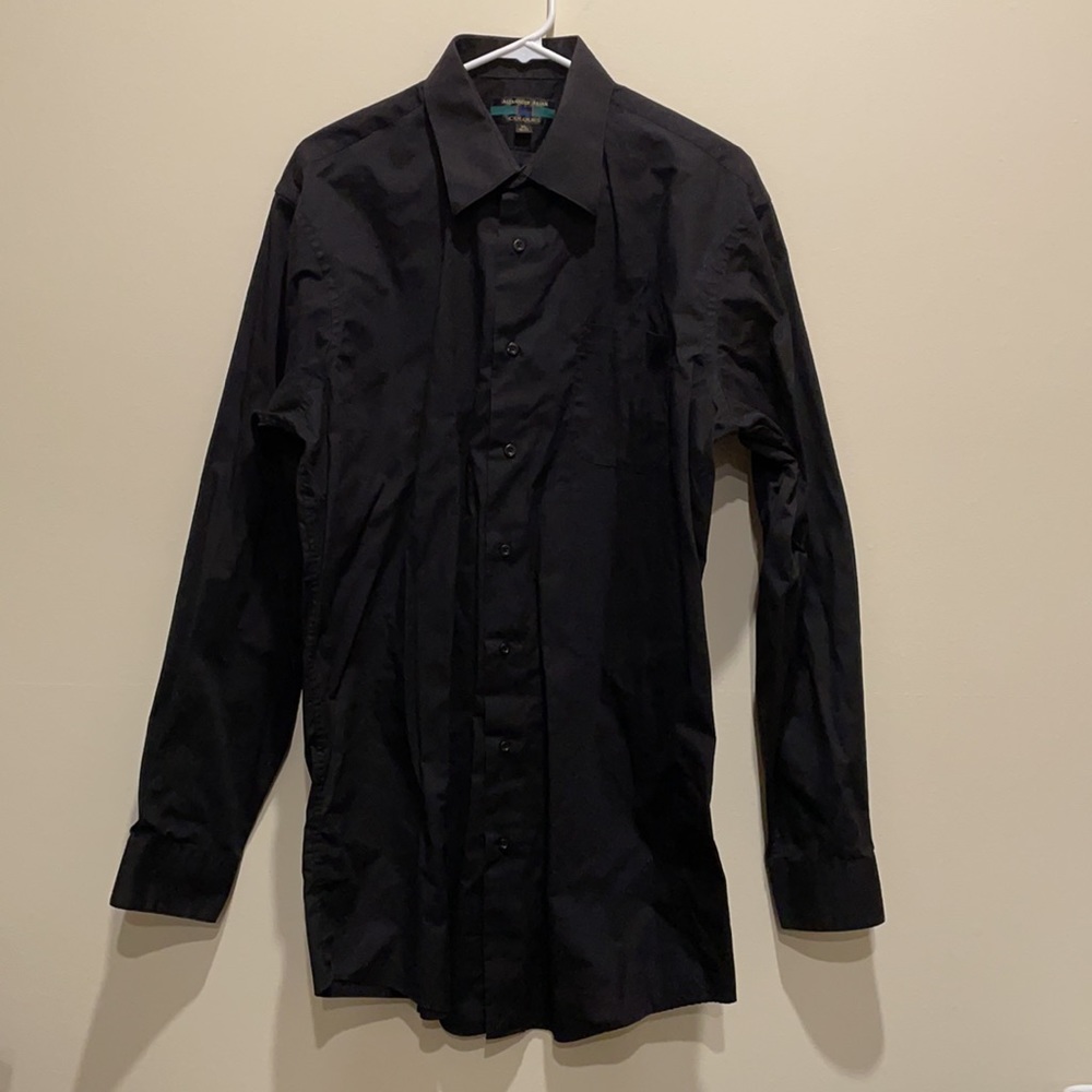 Alexander Julian Colours Button Down Shirt in Black with Long Sleeves, Neck 16.5